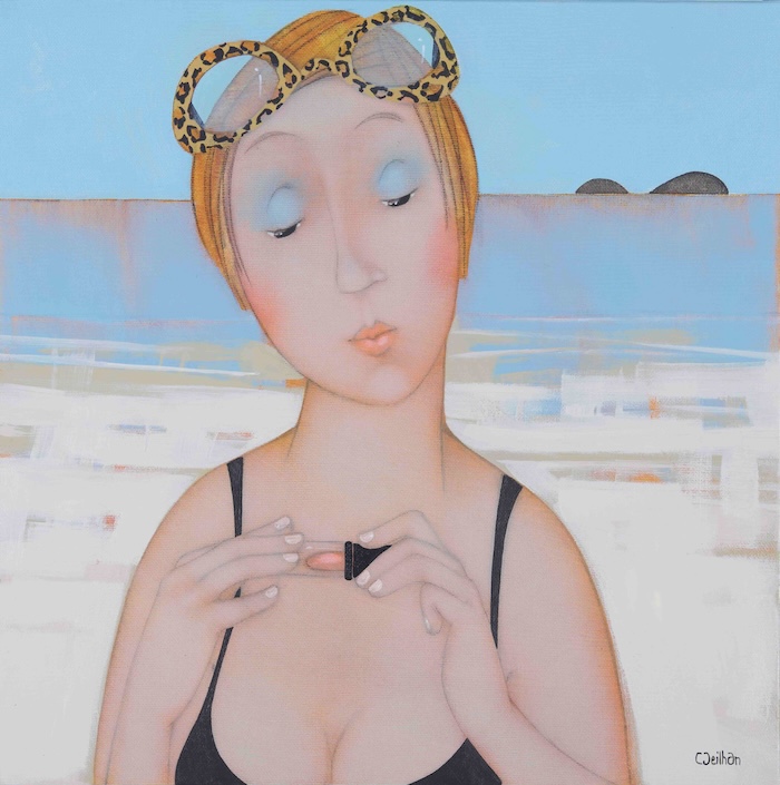Bleu Azur et Rose Corail 40x40 cm