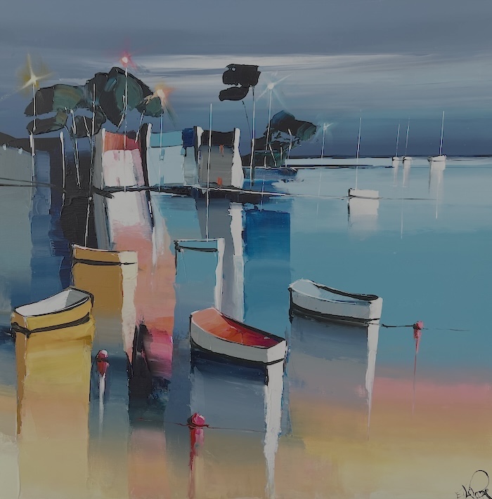 Soirée sur le port 60x60 cm