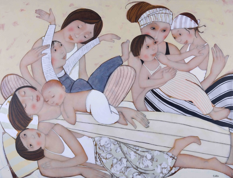 Les meres et leurs petits 50F - 116x89 cm